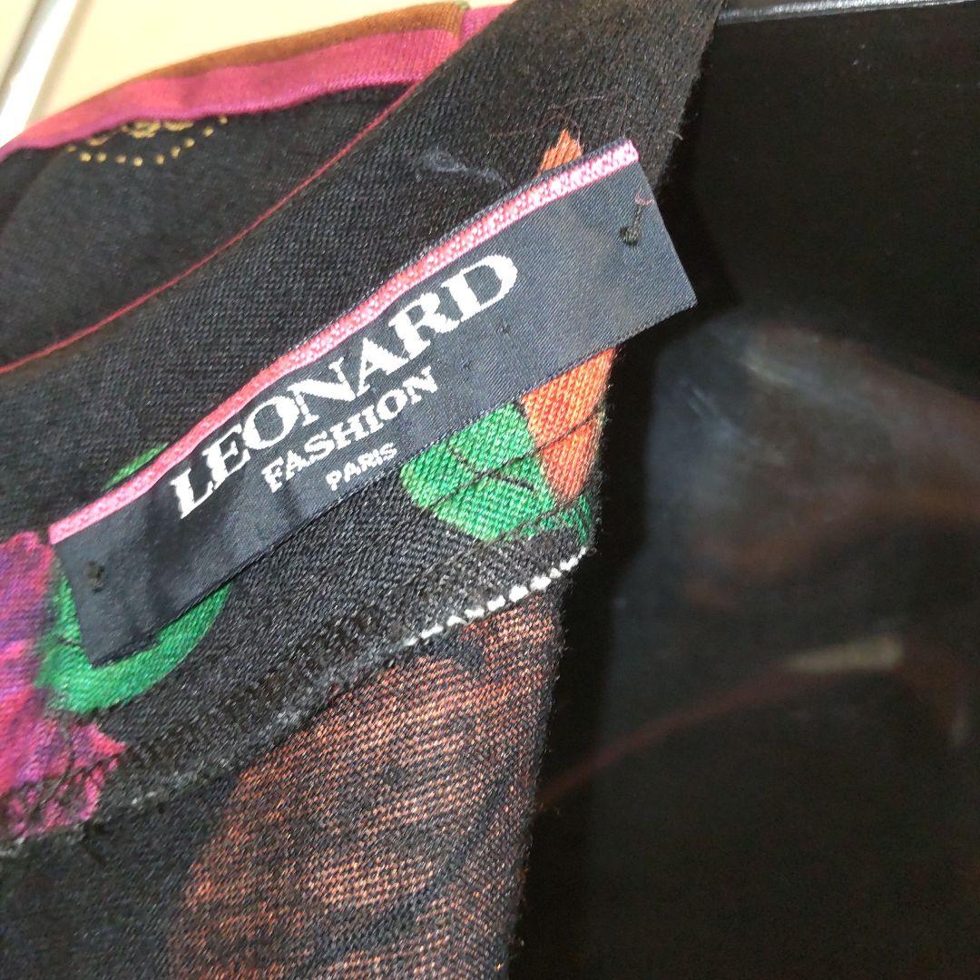 年末値下げ♥️難有りですが美品♥️美しいレオナールベルト付き黒地ベースワンピース