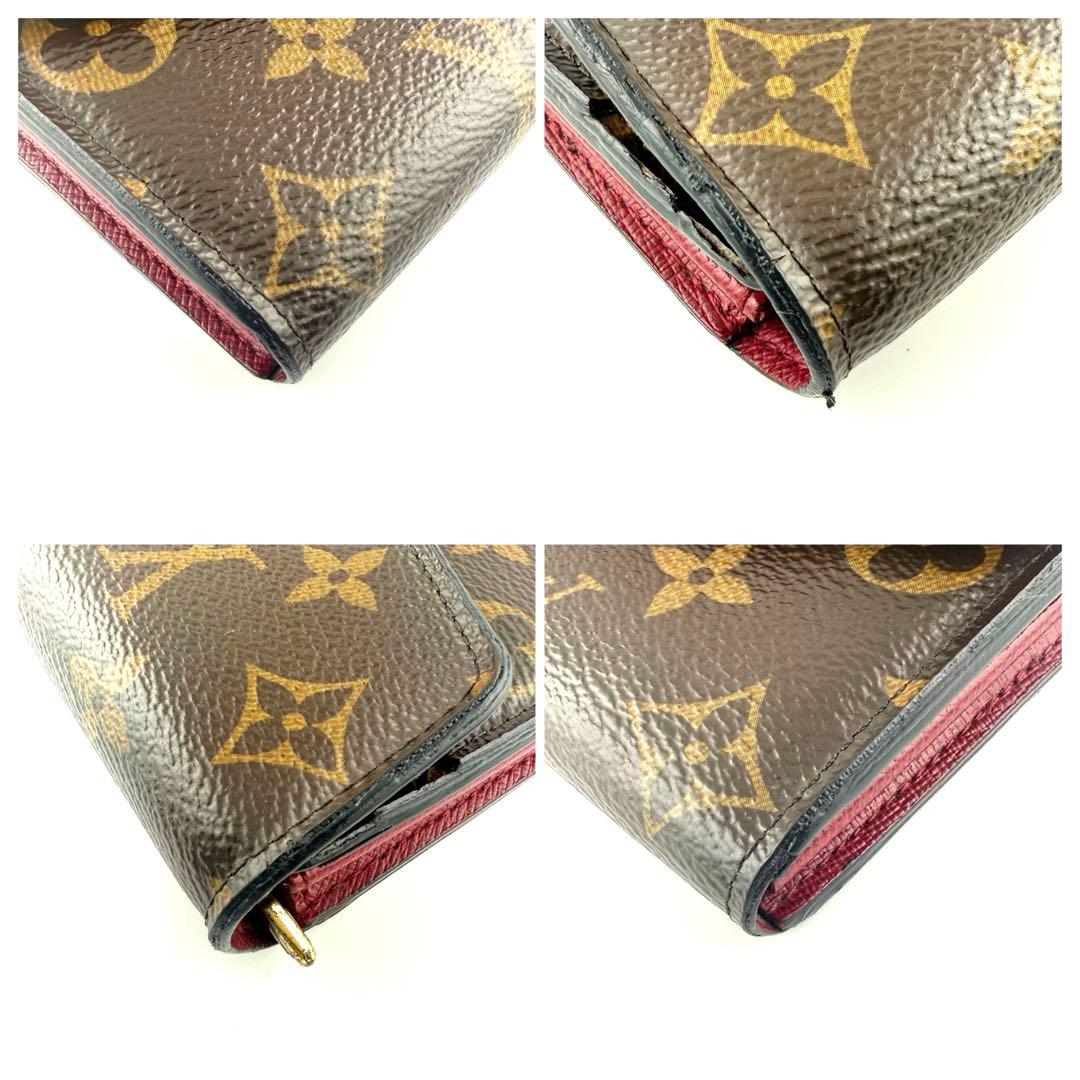 新型ポルトフォイユサラ ルイヴィトン モノグラム フューシャ 二つ折り長財布