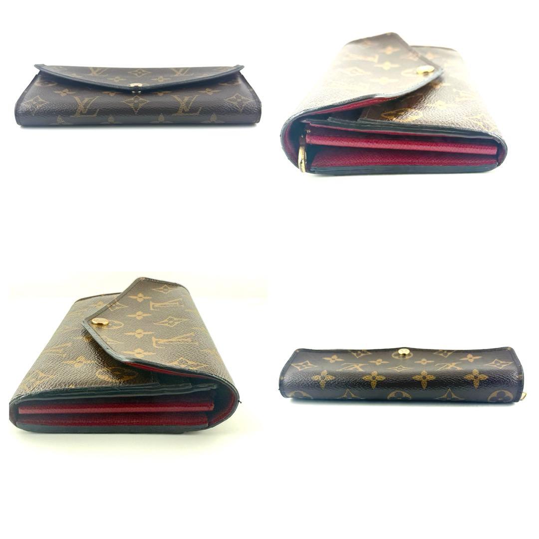 新型ポルトフォイユサラ ルイヴィトン モノグラム フューシャ 二つ折り長財布