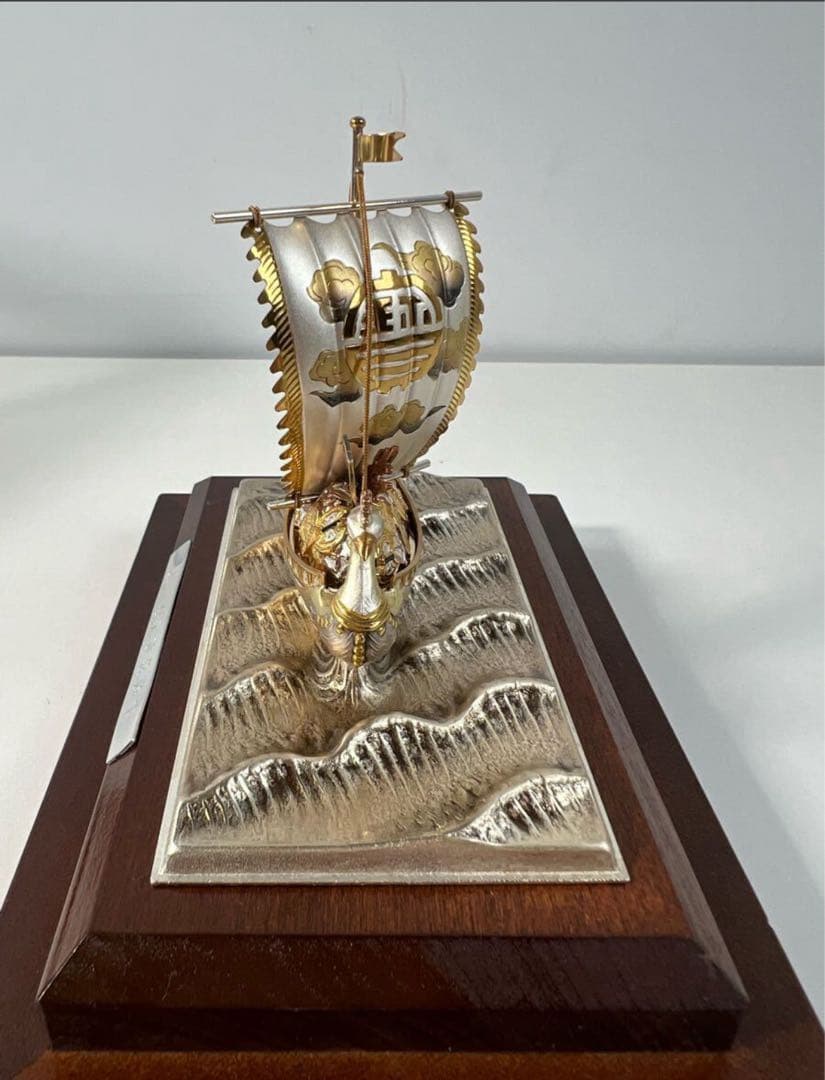 武比古作 宝船 置物 銀製 アンティーク オブジェ 縁起物 インテリア