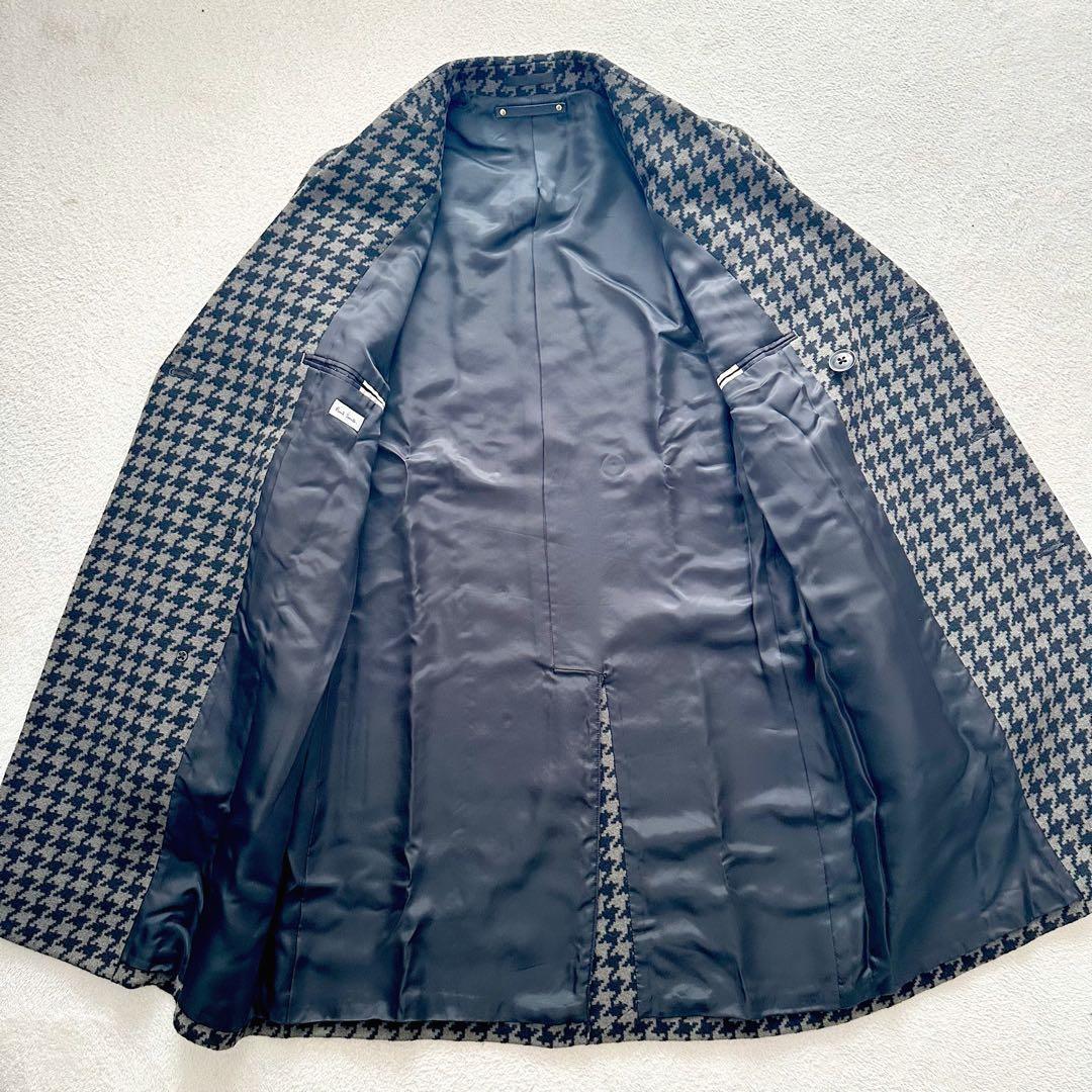 【美品】ポールスミス　チェスターコート　ダブル　シルク混　千鳥格子　Lサイズ