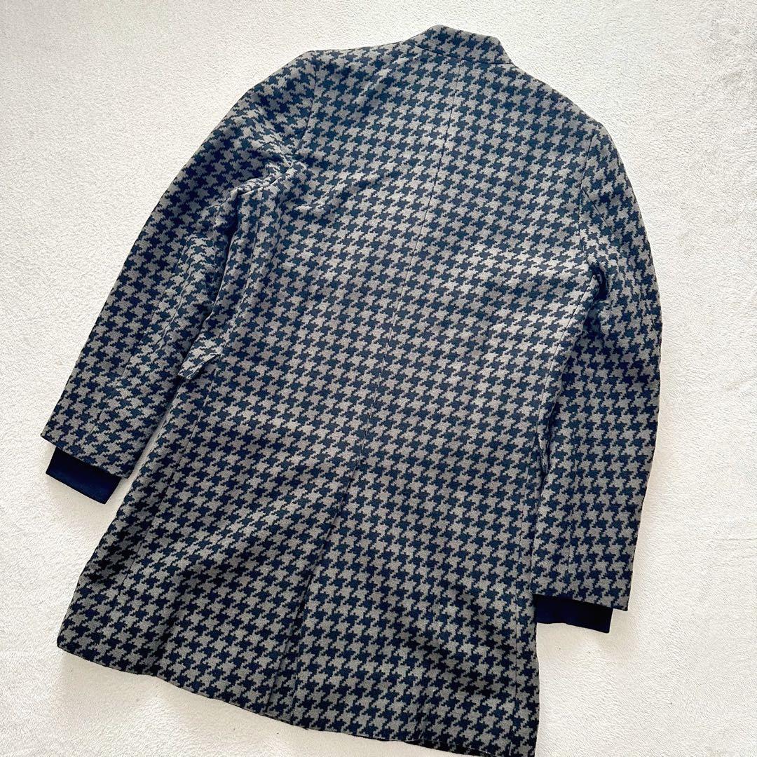 【美品】ポールスミス　チェスターコート　ダブル　シルク混　千鳥格子　Lサイズ