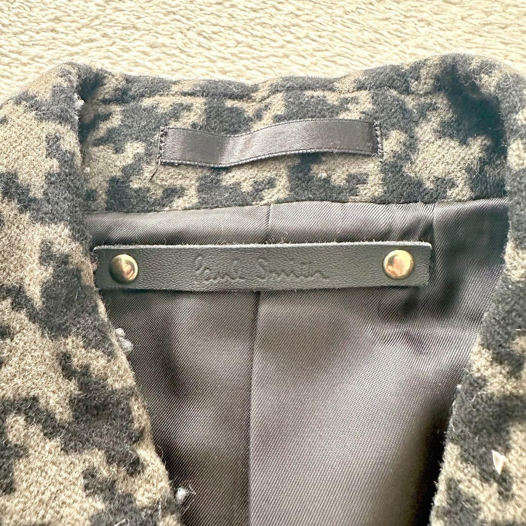 【美品】ポールスミス　チェスターコート　ダブル　シルク混　千鳥格子　Lサイズ