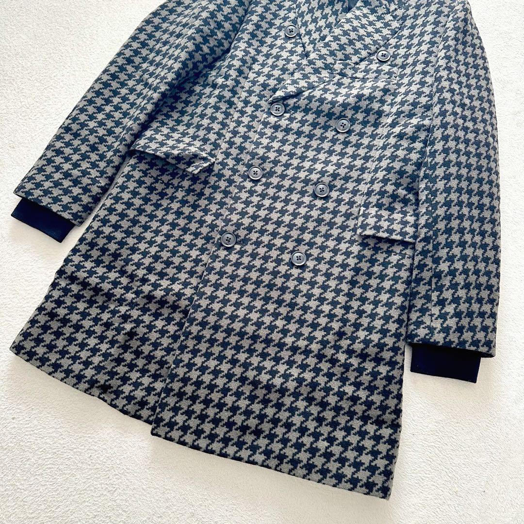 【美品】ポールスミス　チェスターコート　ダブル　シルク混　千鳥格子　Lサイズ