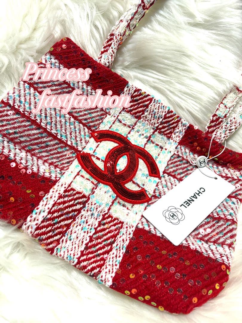 じ*ん様 シャネル CHANEL バーガンディ スパンコール トートバッグ