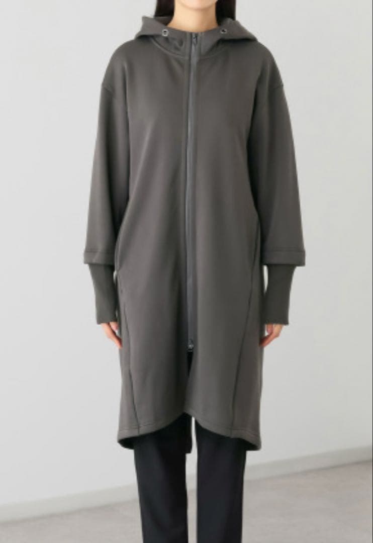 イシカワラボ★ヒトミ 裏ミンク調起毛ソフトダンボールフーディーロングコート