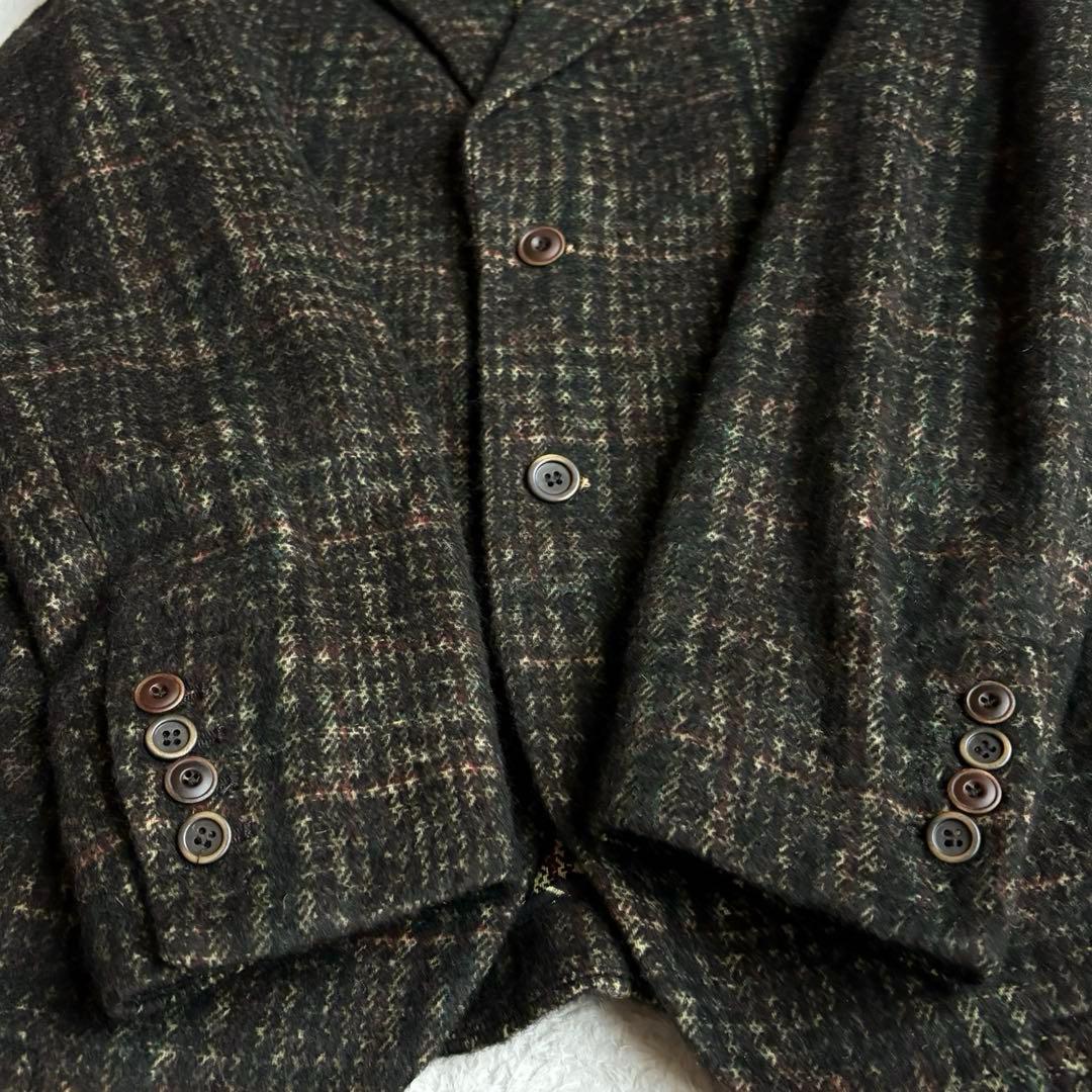 BOB テーラード　シングル　ウール　ブラウン系　チェック　ラペルピン　50