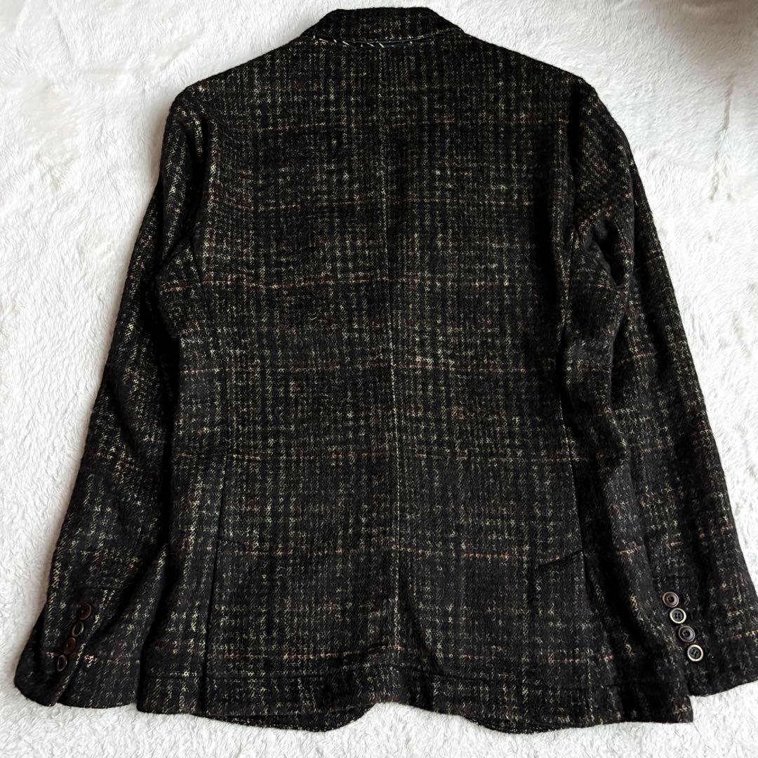 BOB テーラード　シングル　ウール　ブラウン系　チェック　ラペルピン　50