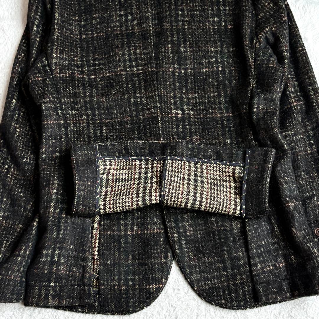 BOB テーラード　シングル　ウール　ブラウン系　チェック　ラペルピン　50