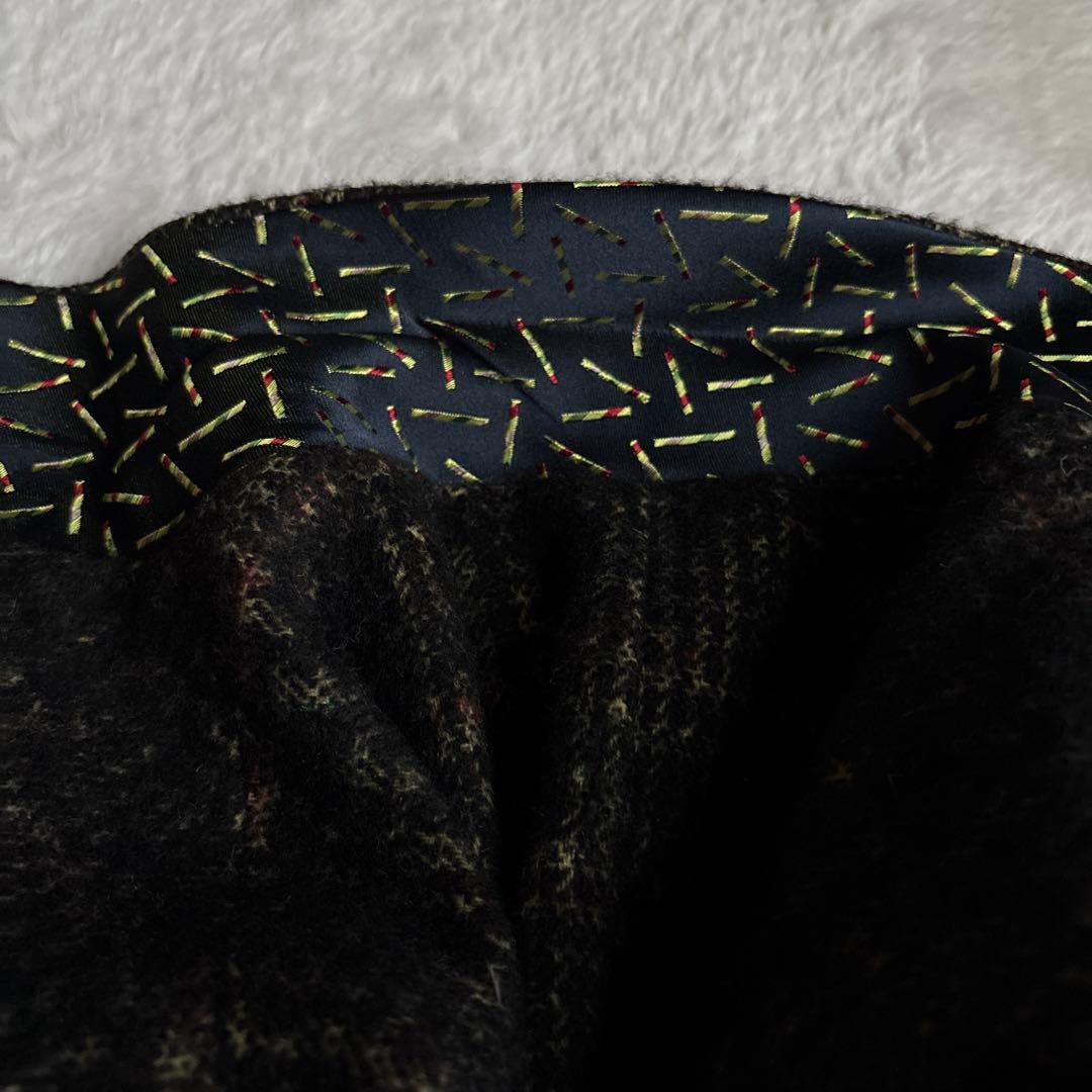 BOB テーラード　シングル　ウール　ブラウン系　チェック　ラペルピン　50