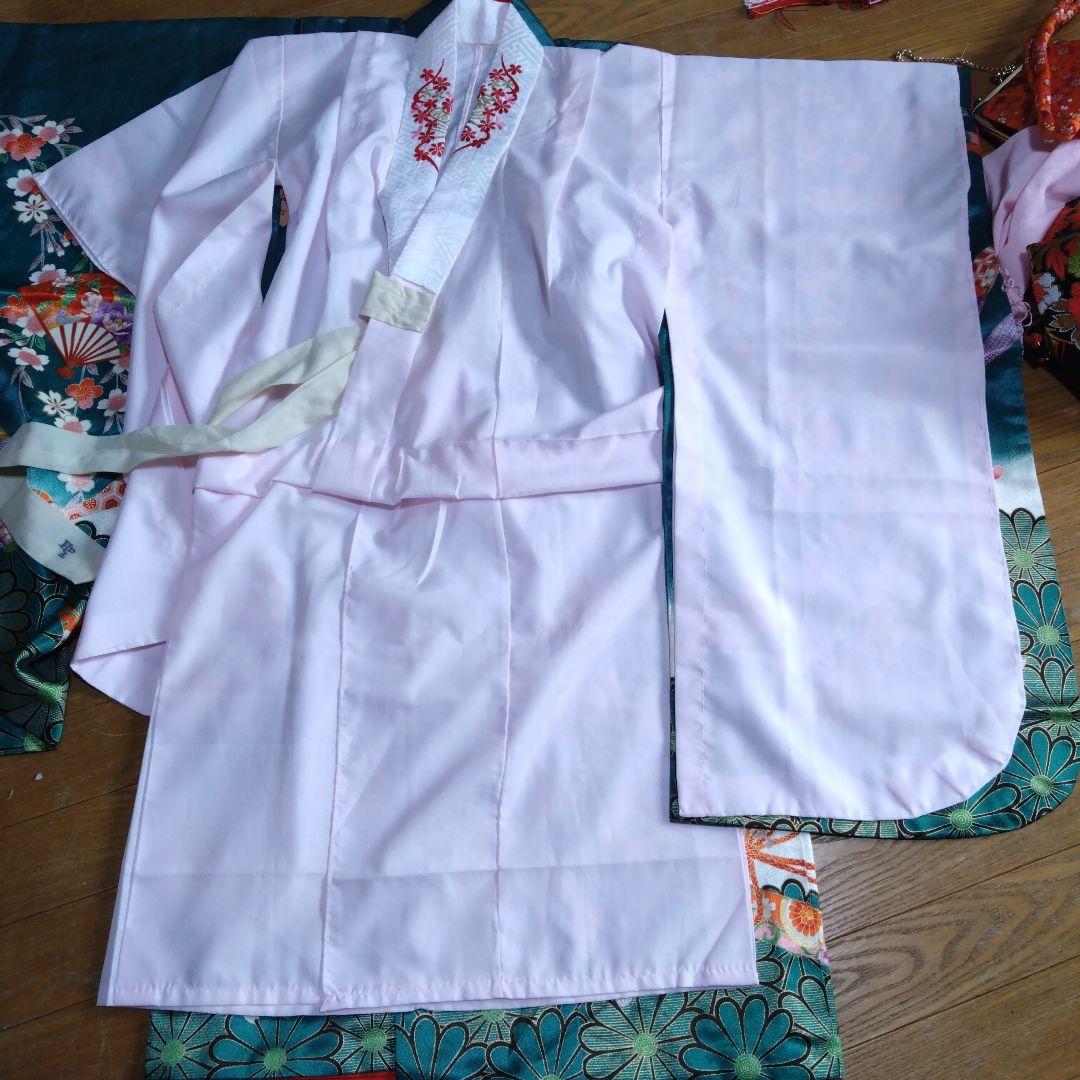 美しい緑七歳★着物帯バッグ草履小物セット★