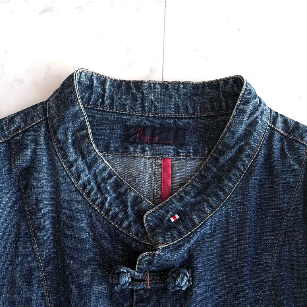 PAPAS パパス デニムチャイナジャケット カバーオール Lサイズ