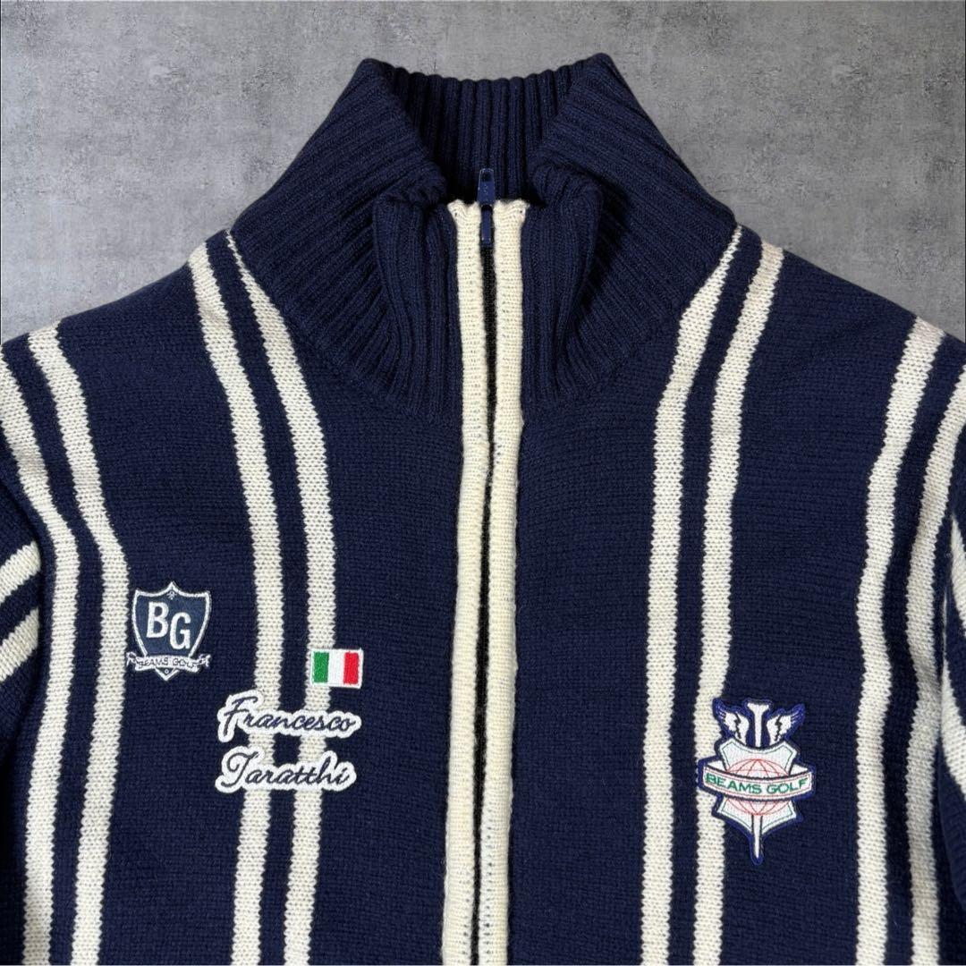 美品 BEAMSGOLF ビームスゴルフ ニット エアシャット ジップジャケット