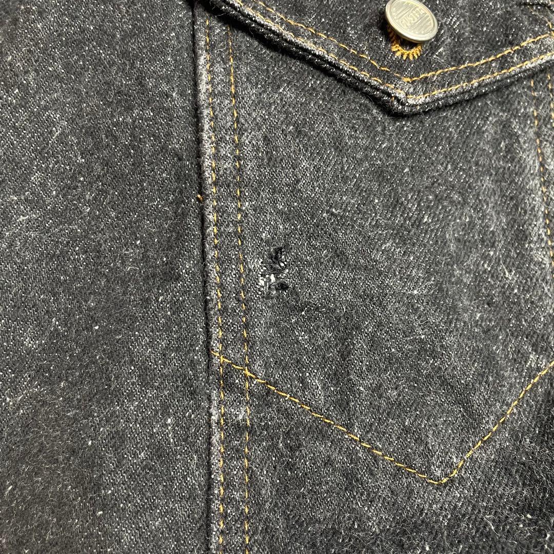 80s スペイン製 ブラック デニムジャケット 先染めブラック ヴィンテージ