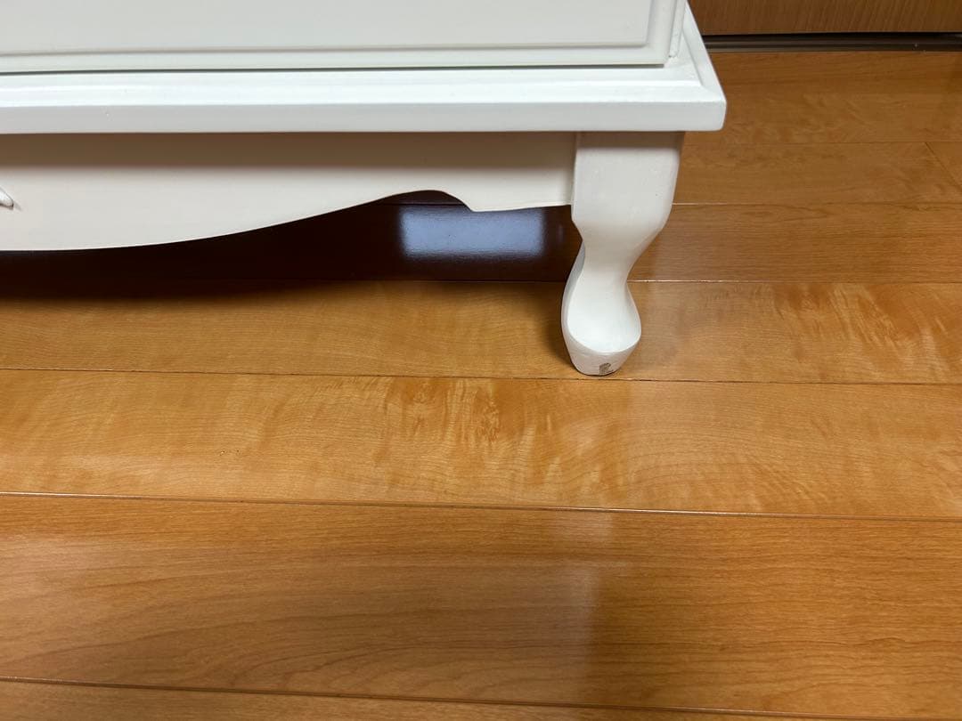 ロココ調　猫脚　薔薇　ホワイトインテリア　アンティーク　4段　キャビネット