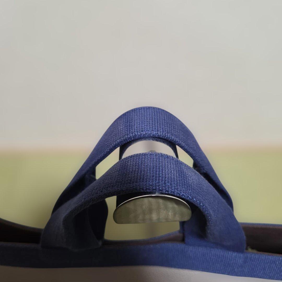 エルベシャプリエ リュクス 舟型トート ブルー　ベージュ　レザー