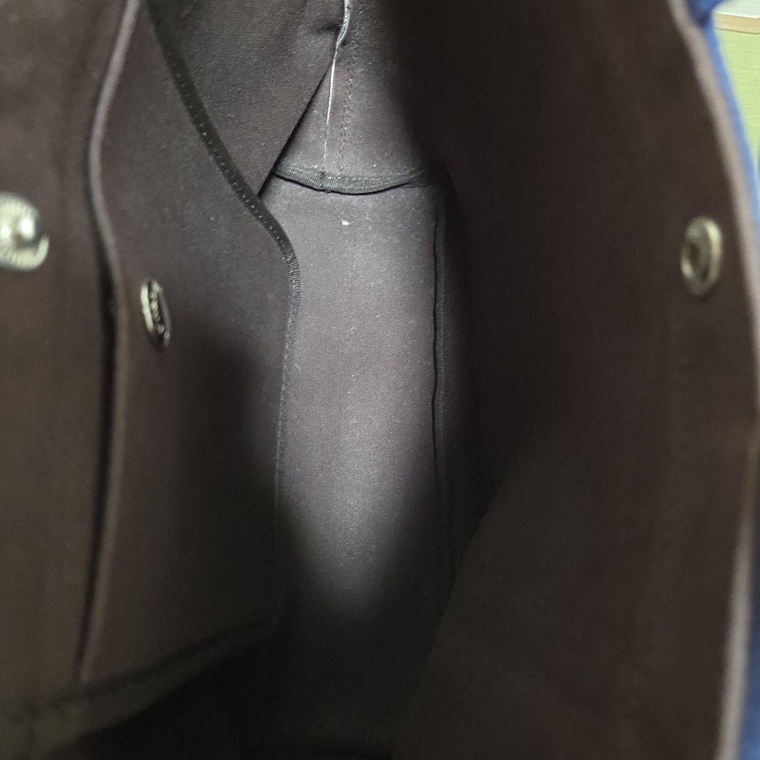 エルベシャプリエ リュクス 舟型トート ブルー　ベージュ　レザー