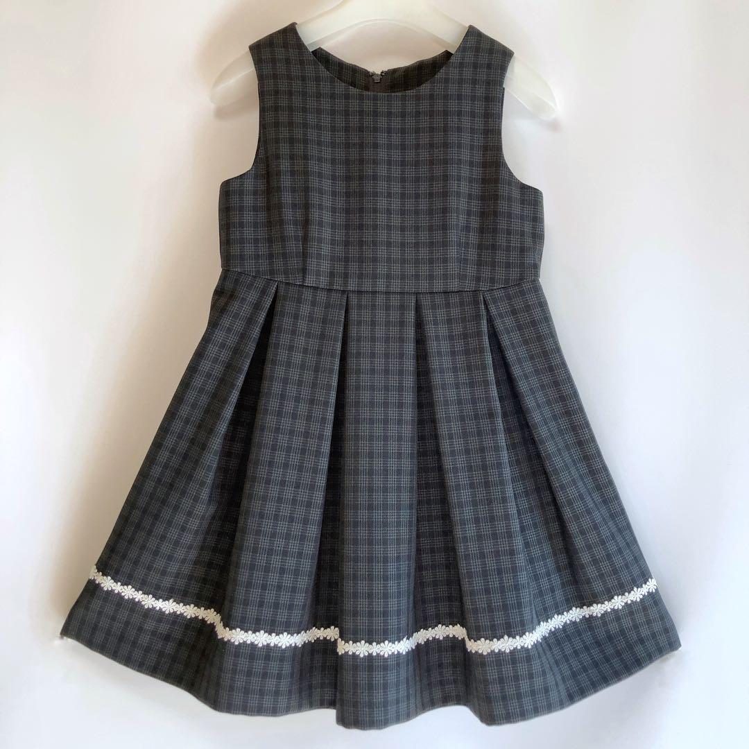 130size ホワイト×チェック セレモニー 入学 卒園 フォーマル 式典