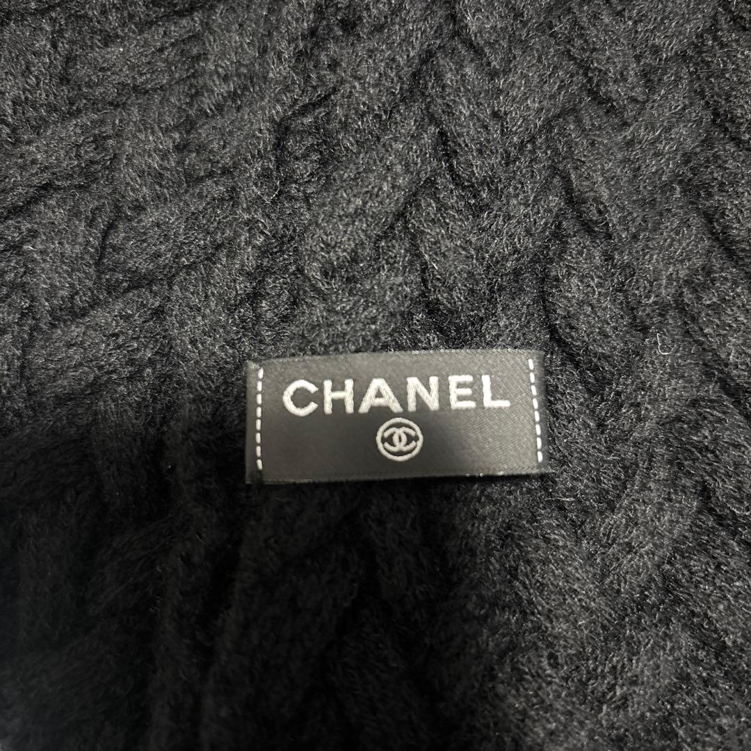 シャネル　マフラー　カシミヤ　ブラック　ココマーク　黒