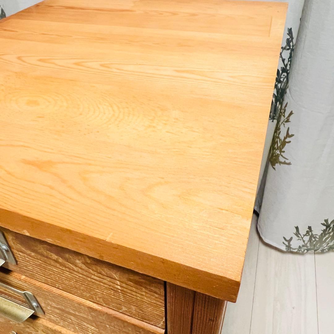 アンティーク調 木製多段チェスト（4段/キャスター付）天然木 道具入れ 書類棚