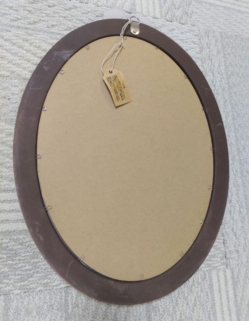 リボンがかわいいフランスのアンティーク風オーバル壁掛けミラー