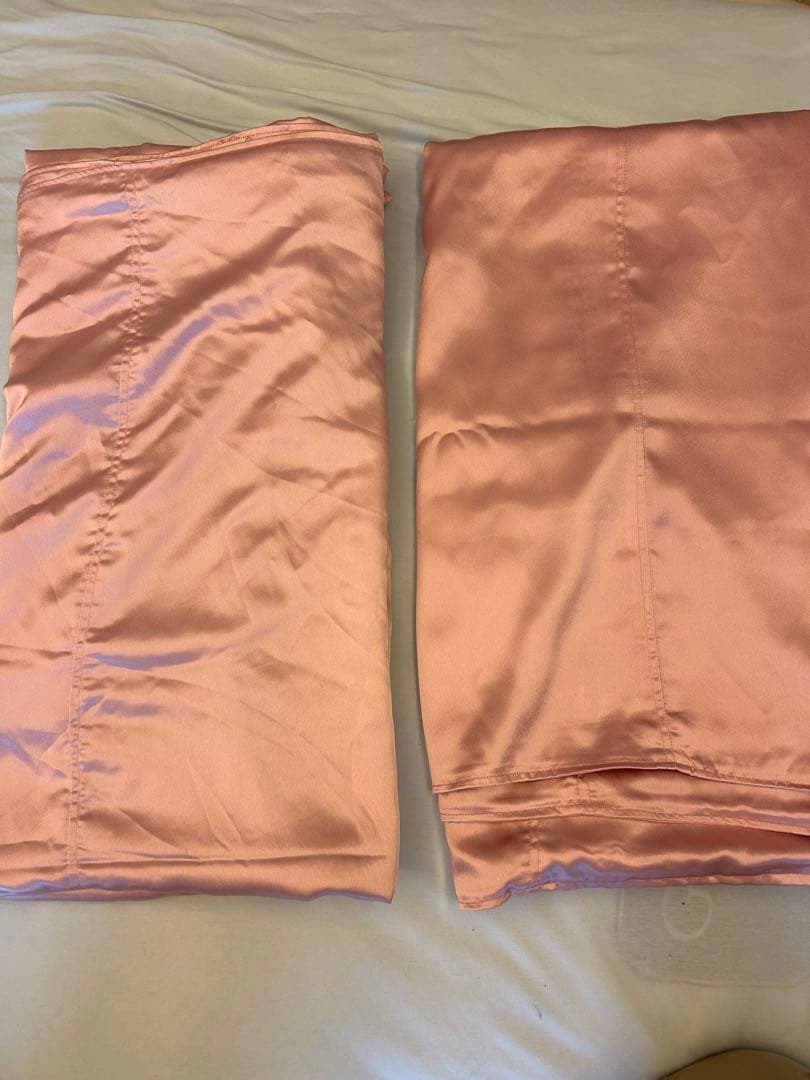 21154枚おまとめピンク 青サテン 掛け布団カバーとヒョウ柄ジャケット