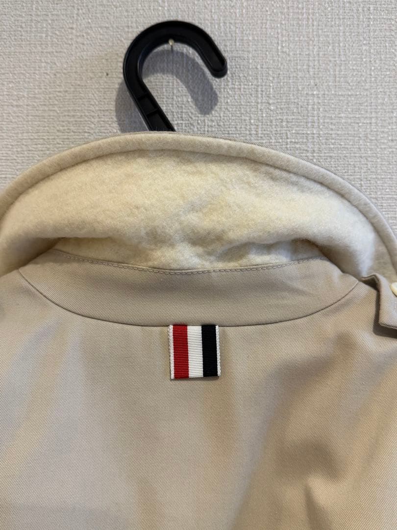 【THOM BROWNE★トムブラウン】ベージュ トレンチコート ストライプ裏地