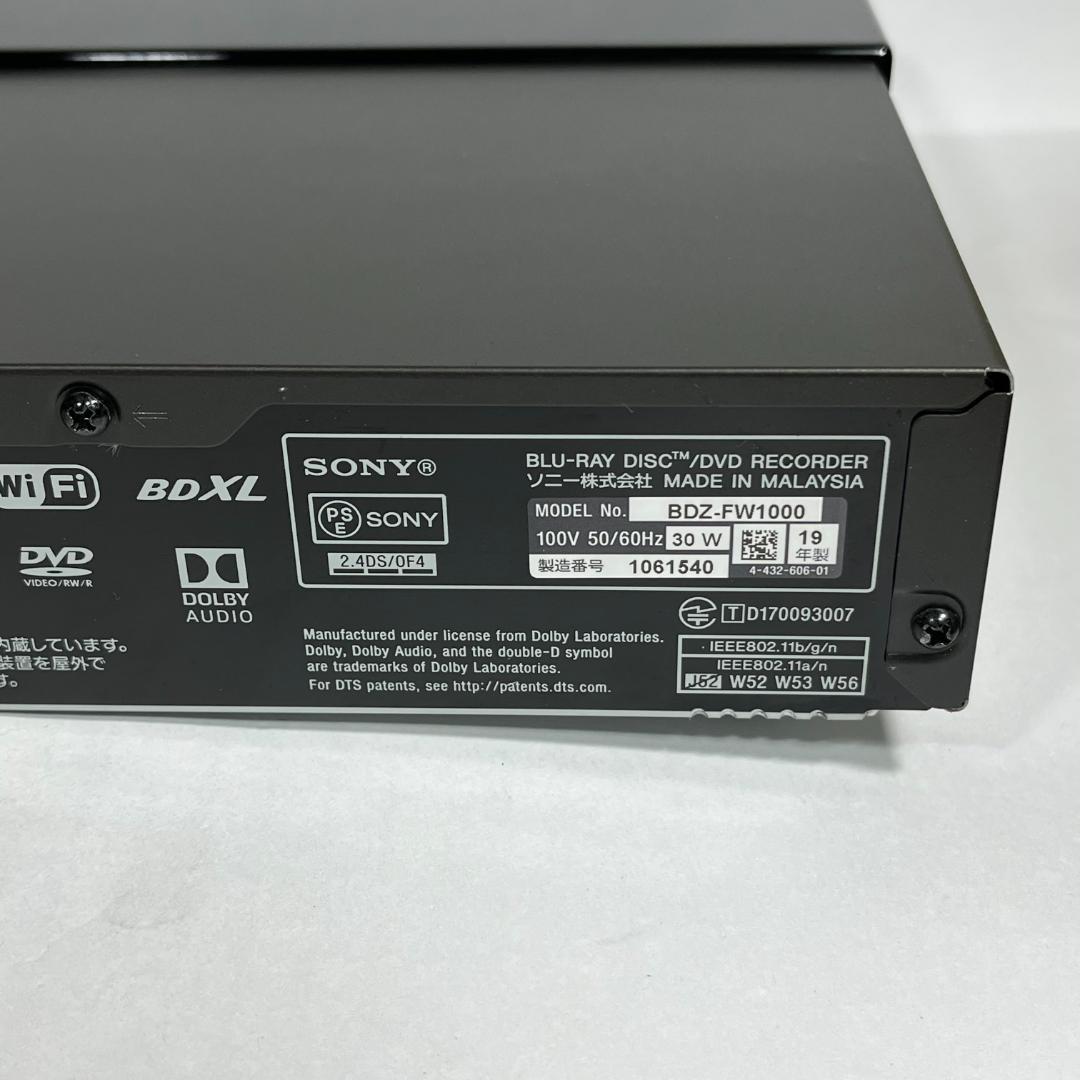 SONY ブルーレイレコーダー BDZ-FW1000 1TB