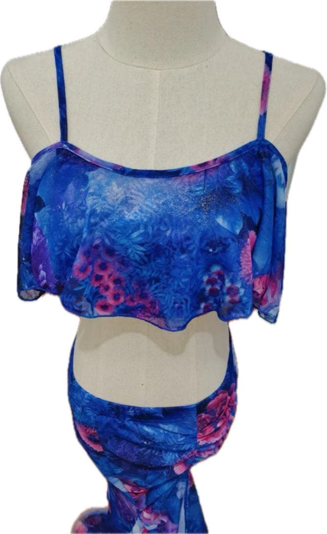 新品　ベリーダンス フラワープリント シフォン 上下セット