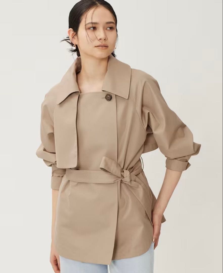 極美品 PLST 現行 リラクシーショートトレンチコート ベージュ S