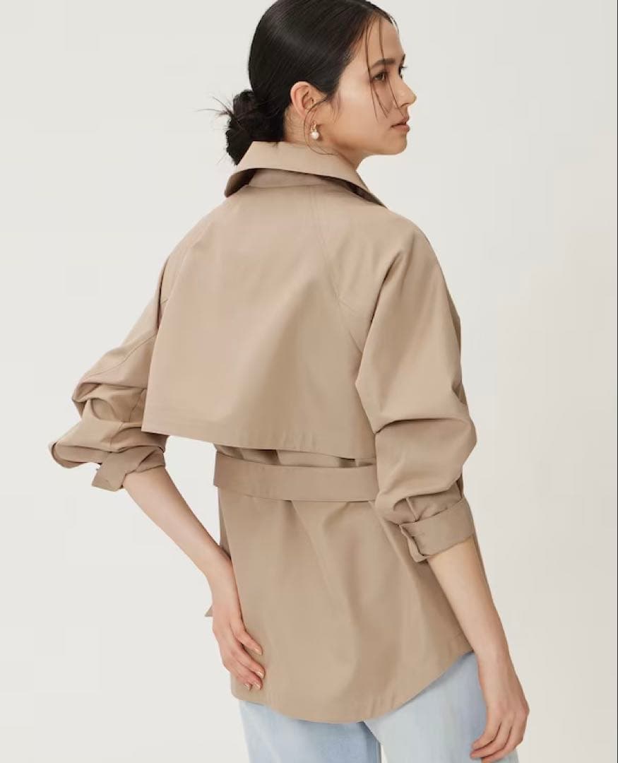 極美品 PLST 現行 リラクシーショートトレンチコート ベージュ S