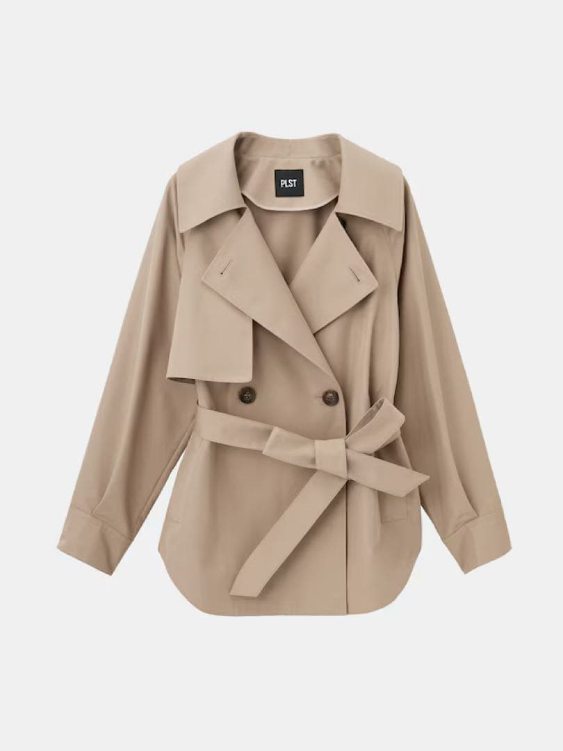 極美品 PLST 現行 リラクシーショートトレンチコート ベージュ S