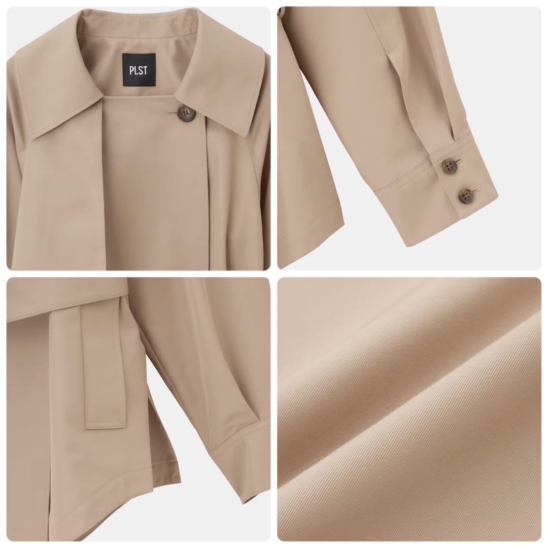 極美品 PLST 現行 リラクシーショートトレンチコート ベージュ S