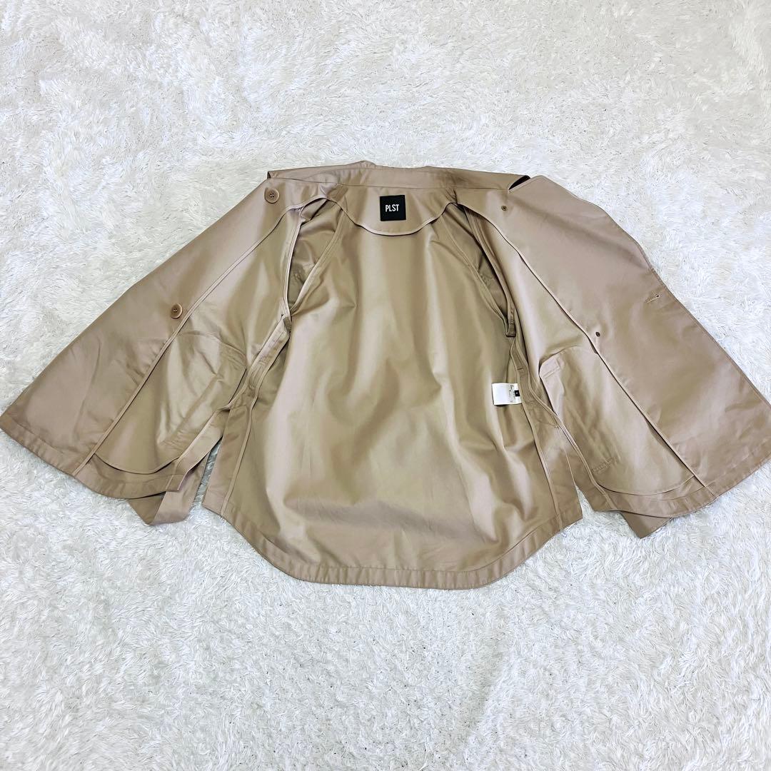 極美品 PLST 現行 リラクシーショートトレンチコート ベージュ S