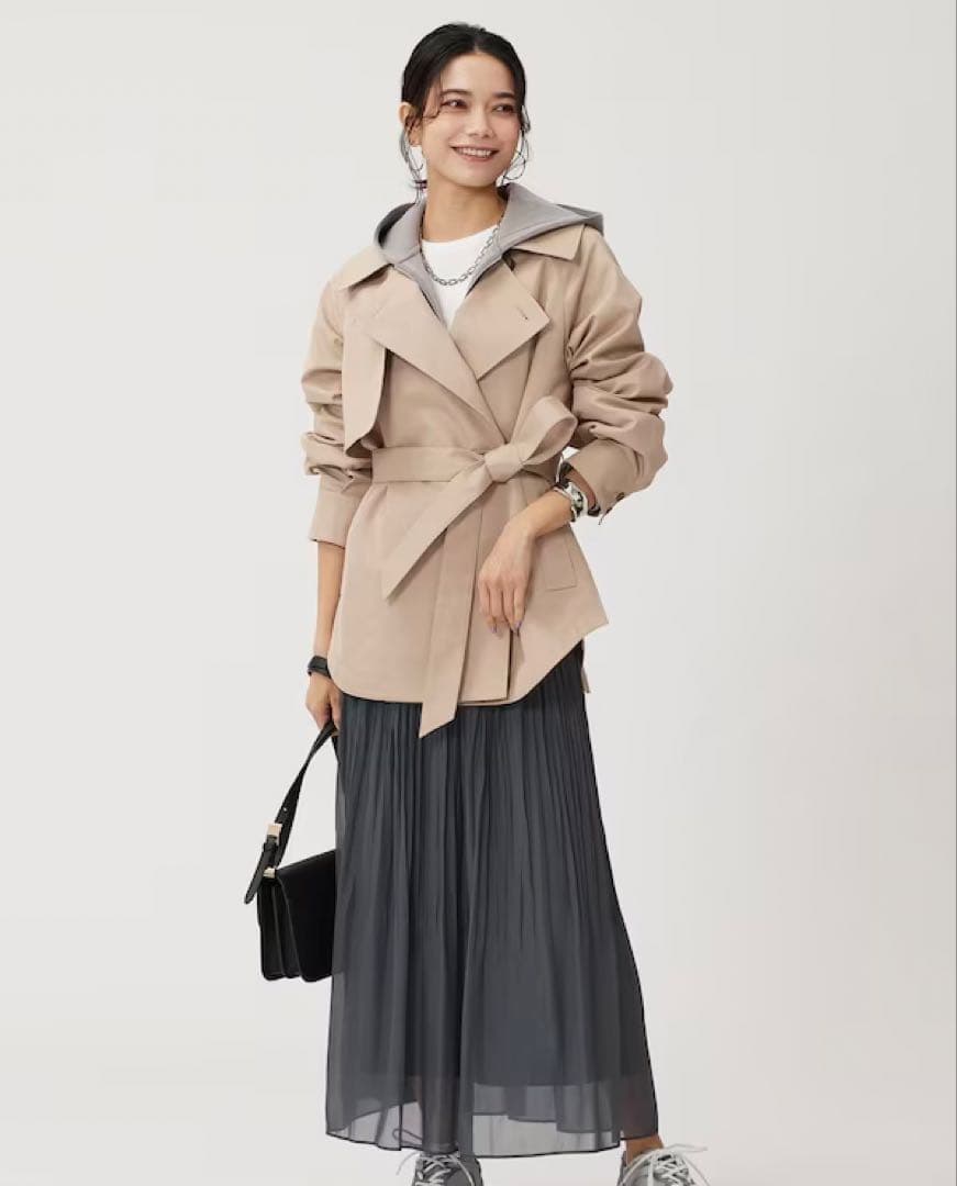 極美品 PLST 現行 リラクシーショートトレンチコート ベージュ S