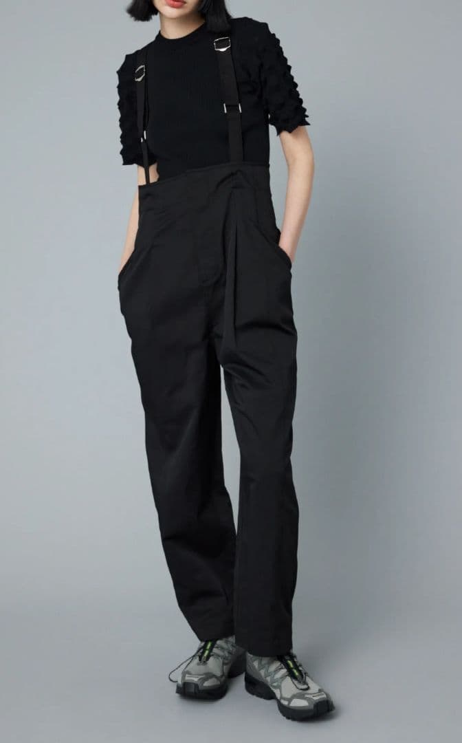 ヘリンドットサイ サスペンダーパンツ サロペットパンツ 黒