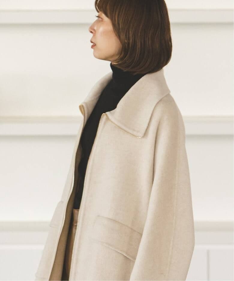 24AW★キャメルミックスリバージップコート①