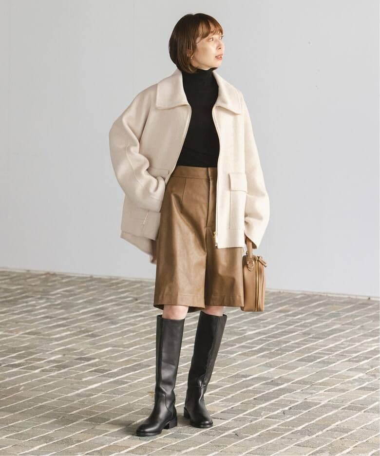 24AW★キャメルミックスリバージップコート①