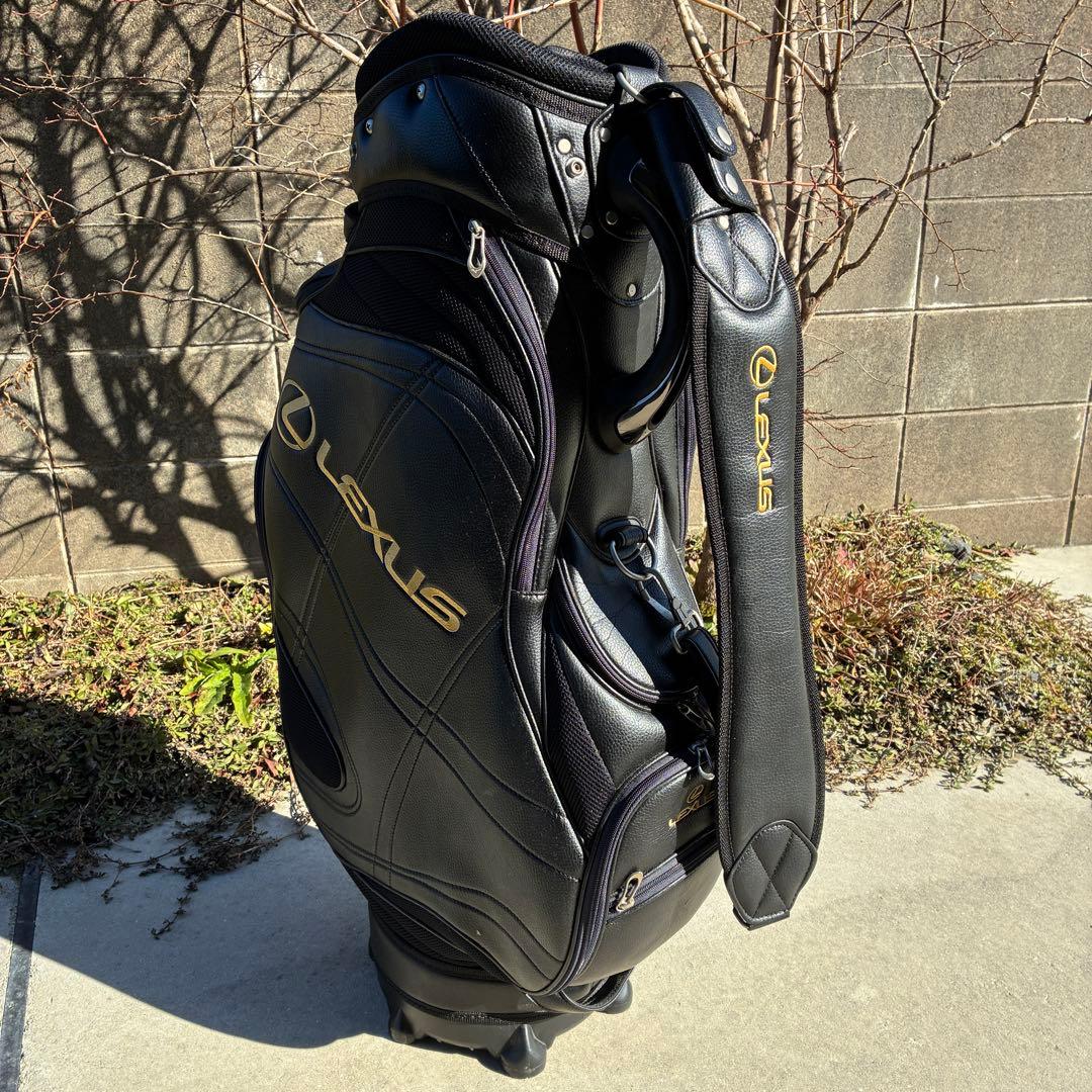 レクサス ミズノ キャディバッグ ブラック ゴールド 合皮 フード付き 綺麗