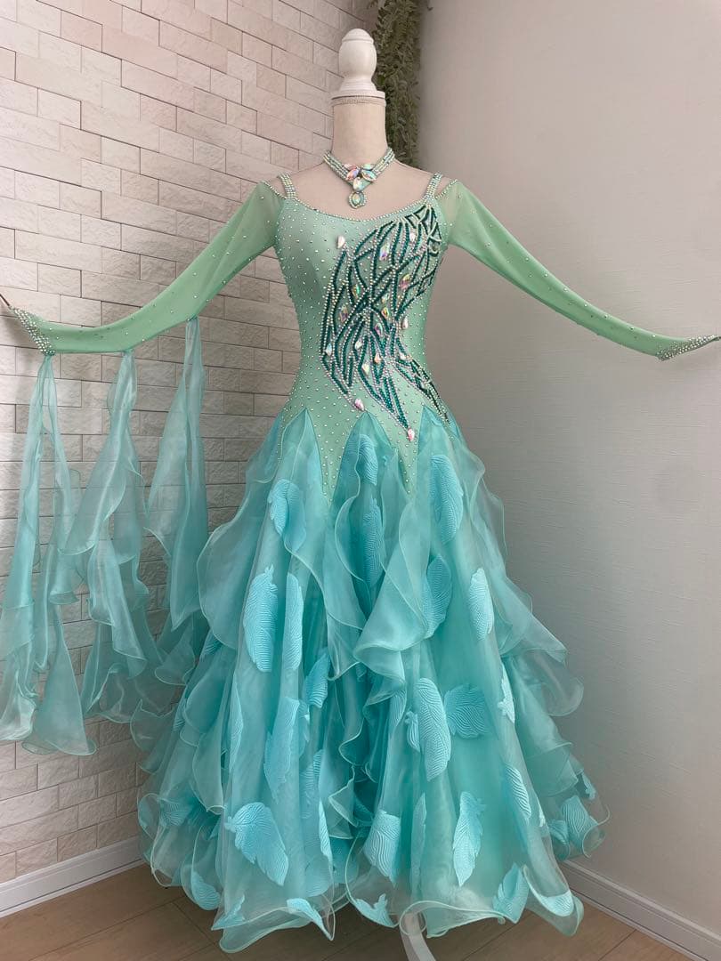 社交ダンス　スタンダードドレス⭐️ミントグリーンドレス