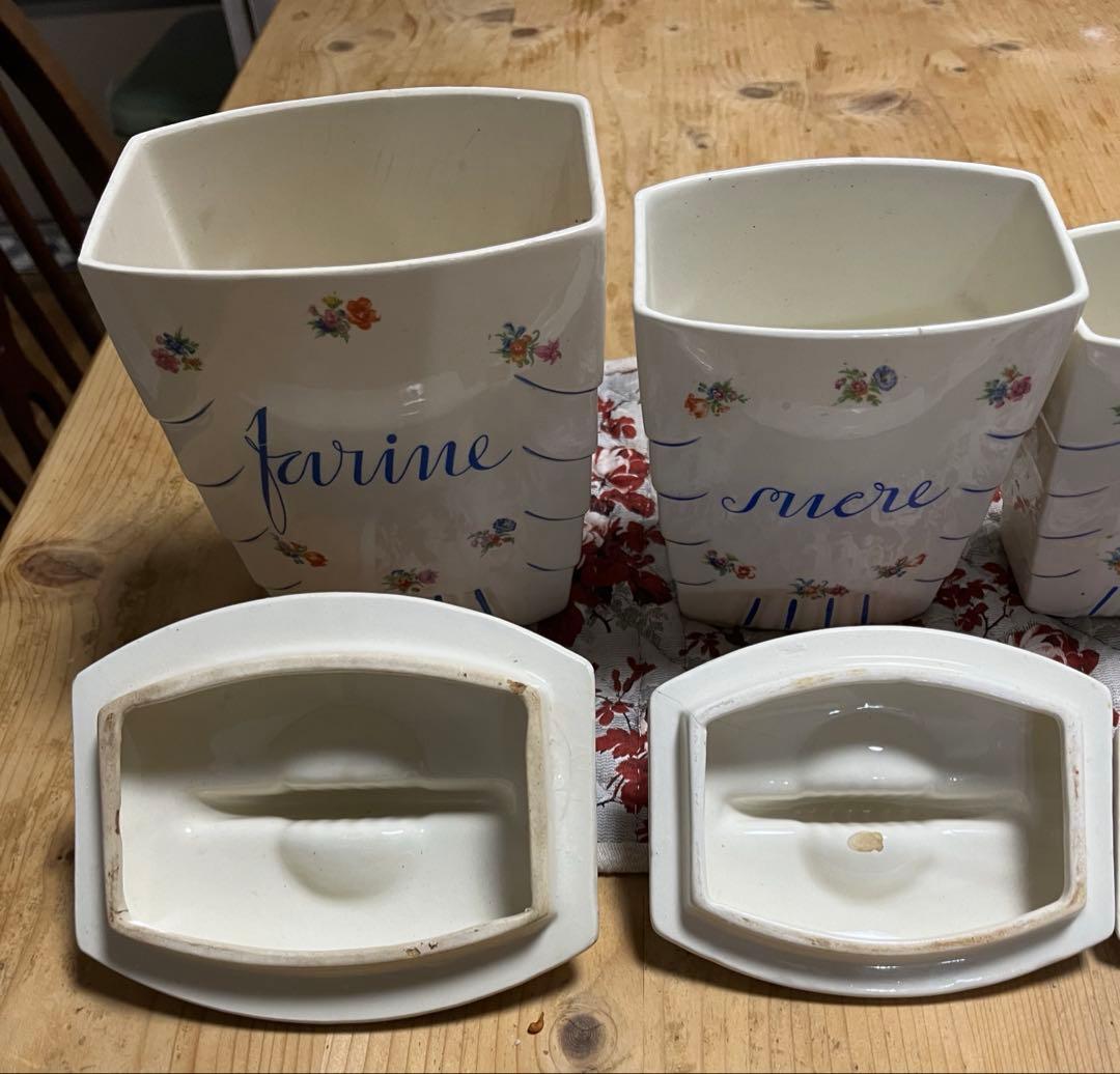 最終値下フランスアンティーク　リュネヴィル　キャニスター5点セットアールデコ様式