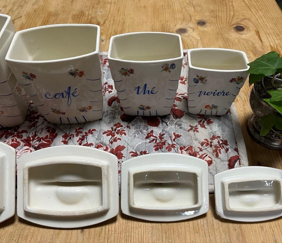 最終値下フランスアンティーク　リュネヴィル　キャニスター5点セットアールデコ様式