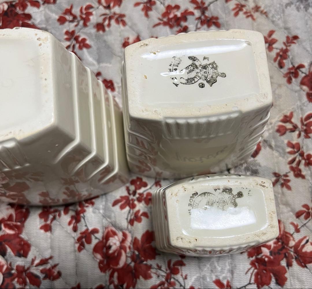 最終値下フランスアンティーク　リュネヴィル　キャニスター5点セットアールデコ様式