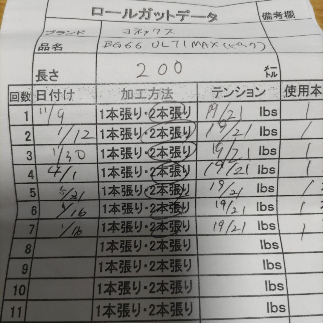 ガット YONEX BG66 ULTIMAX 200m 0.65mm