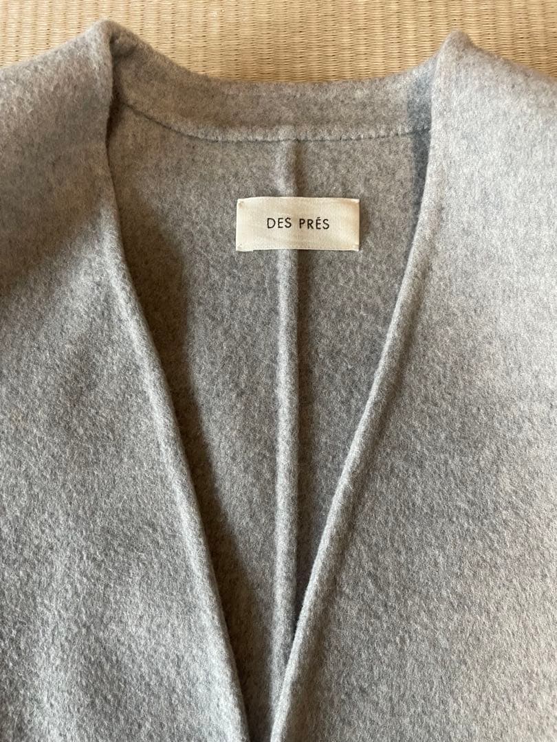 デプレ 2023ＡＷ ダブルフェイスメルトンビーバー ノーカラーコート グレー