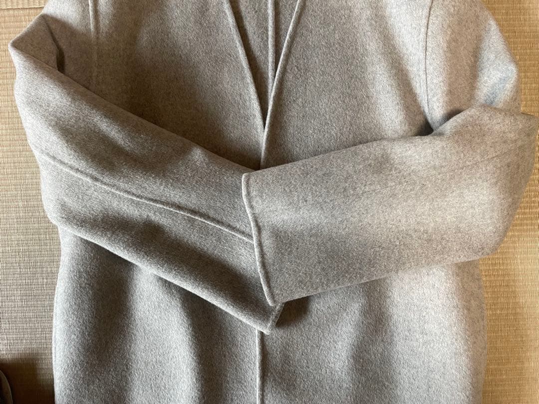 デプレ 2023ＡＷ ダブルフェイスメルトンビーバー ノーカラーコート グレー