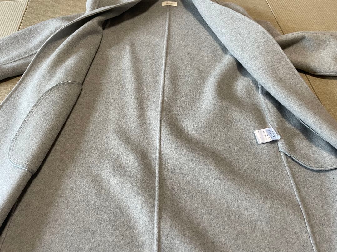デプレ 2023ＡＷ ダブルフェイスメルトンビーバー ノーカラーコート グレー