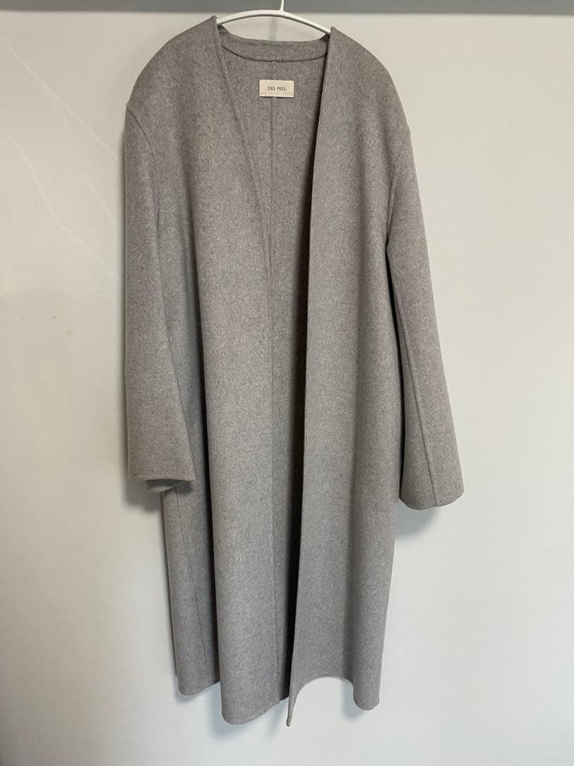 デプレ 2023ＡＷ ダブルフェイスメルトンビーバー ノーカラーコート グレー