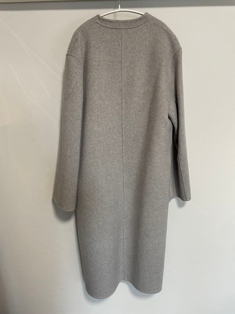 デプレ 2023ＡＷ ダブルフェイスメルトンビーバー ノーカラーコート グレー