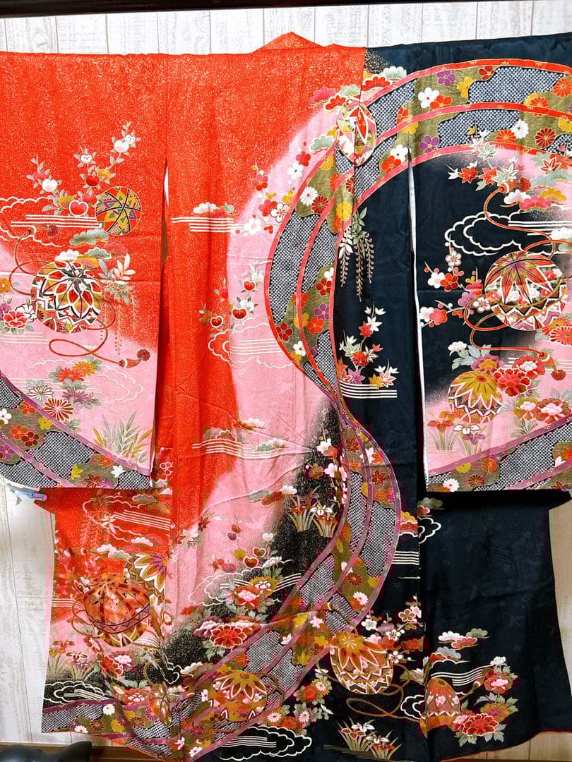 上品なお着物セット♡七五三　7歳　女の子　フルセット　一式　赤　黒